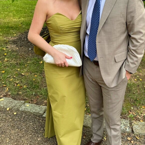 Arrange: ASOS EDITION bandeau maxi dress with large bow in green Size US 6 - Picture 4 of 5